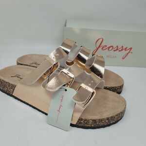 Jeossy Milan Women's Sandals 6-6.5 M Arizona Gold Slip-on Casual Shoes